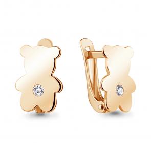 Золотые серьги AQUAMARINE с фианитом 49410А фото