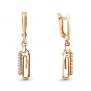 Золотые серьги AQUAMARINE с фианитом 49474А фото