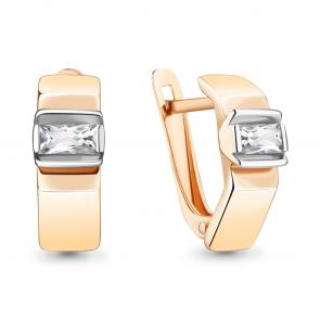 Золотые серьги AQUAMARINE с фианитом 49496 фото