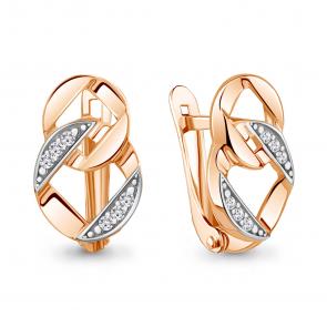 Золотые серьги AQUAMARINE с фианитом 49729А фото