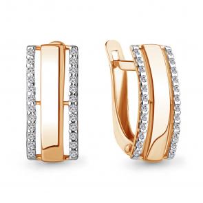 Золотые серьги AQUAMARINE с фианитом 49867А фото