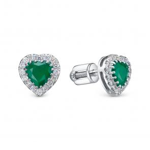Серьги из белого золота RoseGrace с бриллиантом и изумрудом 5-6456-103-2Б-Из фото