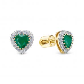 Серьги из лимонного золота RoseGrace с бриллиантом и изумрудом 5-6456-103-2Ж-Из фото