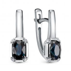 Серьги из белого золота RoseGrace с бриллиантом и сапфиром 5-6815-106-2Б-Сап фото