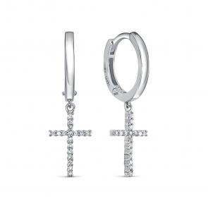 Серьги-кресты из белого золота RoseGrace с бриллиантом 5-7091-103-2Б фото