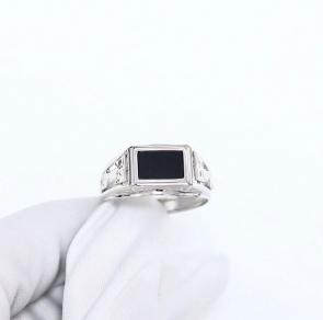 Серебряное кольцо Караваевская ювелирная фабрика с ониксом 50-0078-s фото