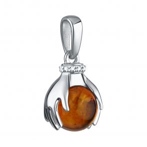 Серебряная подвеска TALANT с фианитом и янтарём 50-72-00K1-14019 фото