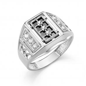 Серебряное кольцо Караваевская ювелирная фабрика с ониксом и цирконием 51-0027-s фото