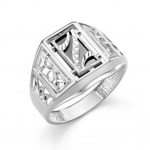 Серебряное кольцо Караваевская ювелирная фабрика с ониксом 51-0030-s фото