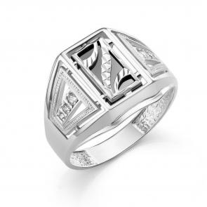 Серебряное кольцо Караваевская ювелирная фабрика с ониксом и цирконием 51-0051-s фото