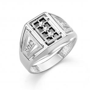 Серебряное кольцо Караваевская ювелирная фабрика с ониксом и цирконием 51-0059-s фото