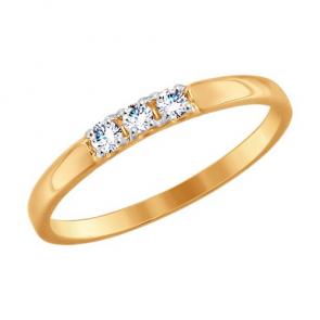 Золотое кольцо Diamant с фианитом 51-110-00095-1 фото