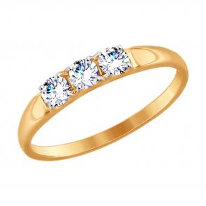 Золотое кольцо Diamant с фианитом 51-110-00096-1 фото