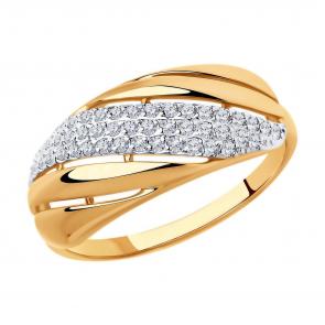 Золотое кольцо Diamant с фианитом 51-110-00233-1 фото