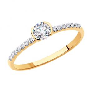 Золотое кольцо Diamant с фианитом 51-110-00252-1 фото