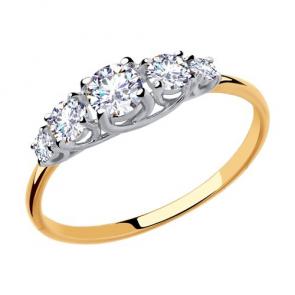 Золотое кольцо Diamant с фианитом 51-110-00253-1 фото