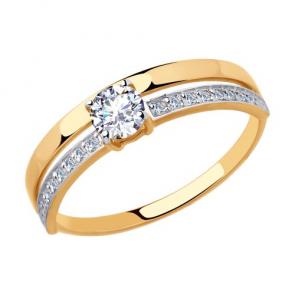 Золотое кольцо Diamant с фианитом 51-110-00285-1 фото