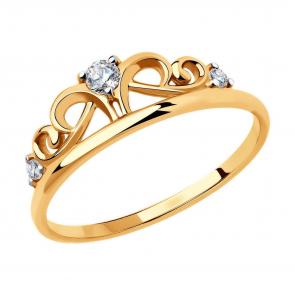 Золотое кольцо Diamant с фианитом 51-110-00779-1 фото