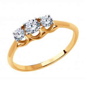 Золотое кольцо Diamant с фианитом 51-110-00790-1 фото