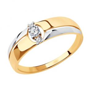 Золотое кольцо Diamant с фианитом 51-110-00819-1 фото