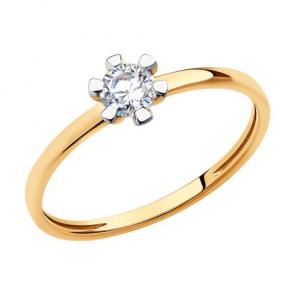 Золотое кольцо Diamant с фианитом 51-110-00820-1 фото