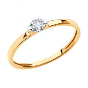 Золотое помолвочное кольцо Diamant с фианитом 51-110-00840-1 фото