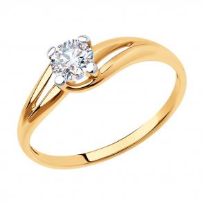 Золотое кольцо Diamant с фианитом 51-110-00867-1 фото