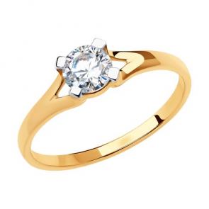 Золотое кольцо Diamant с фианитом 51-110-00896-1 фото
