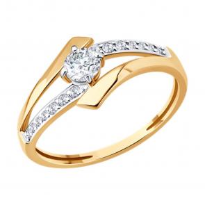 Золотое кольцо Diamant с фианитом 51-110-00982-1 фото