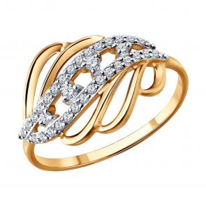 Золотое кольцо Diamant с фианитом 51-110-01025-1 фото