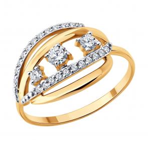 Золотое кольцо Diamant с фианитом 51-110-01041-1 фото