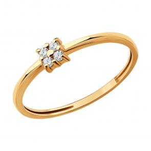 Золотое кольцо Diamant с фианитом 51-110-01058-1 фото