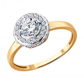 Золотое кольцо Diamant с фианитом 51-110-01211-1 фото