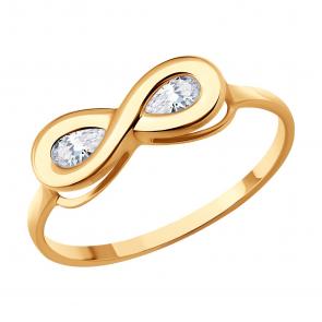 Золотое кольцо Diamant с фианитом 51-110-01280-1 фото