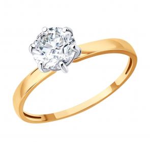 Золотое кольцо Diamant с фианитом 51-110-01283-1 фото