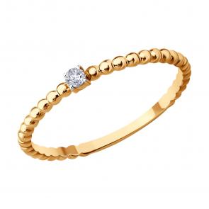 Золотое кольцо SOKOLOV с фианитом 51-110-01351-1 фото