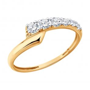 Золотое кольцо Diamant с фианитом 51-110-01382-1 фото