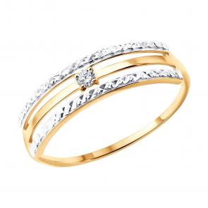 Золотое кольцо Diamant с фианитом 51-110-01387-1 фото