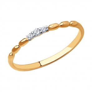 Золотое кольцо Diamant с фианитом 51-110-01495-1 фото