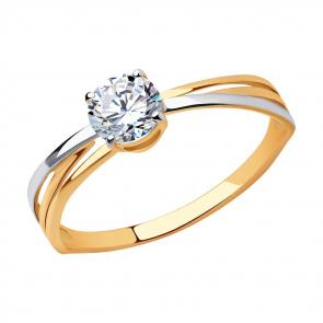 Золотое кольцо Diamant с фианитом 51-110-01576-1 фото