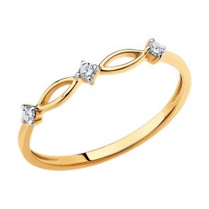 Золотое кольцо Diamant с фианитом 51-110-01585-1 фото