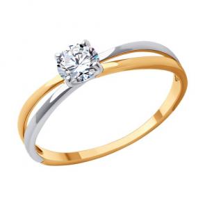 Золотое кольцо Diamant с фианитом 51-110-01726-1 фото