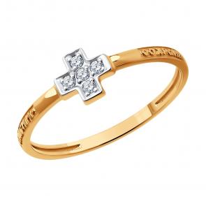 Золотое кольцо Diamant с фианитом 51-110-01844-1 фото