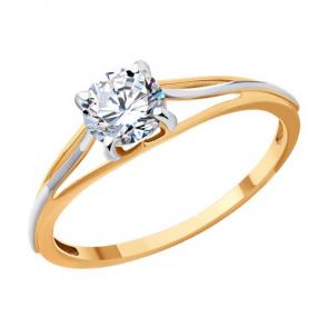 Золотое кольцо Diamant с фианитом 51-110-01852-1 фото