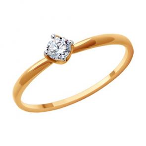 Золотое кольцо Diamant с фианитом 51-110-01939-1 фото