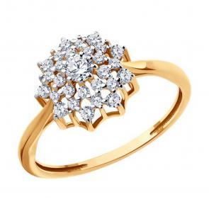 Золотое кольцо Diamant с фианитом 51-110-02020-1 фото
