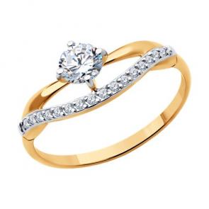 Золотое кольцо SOKOLOV с фианитом 51-110-02031-1 фото