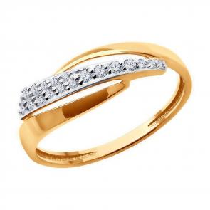 Золотое кольцо Diamant с фианитом 51-110-02103-1 фото