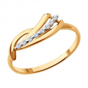 Золотое кольцо Diamant с фианитом 51-110-02122-1 фото