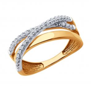Золотое кольцо Diamant с фианитом 51-110-02161-1 фото